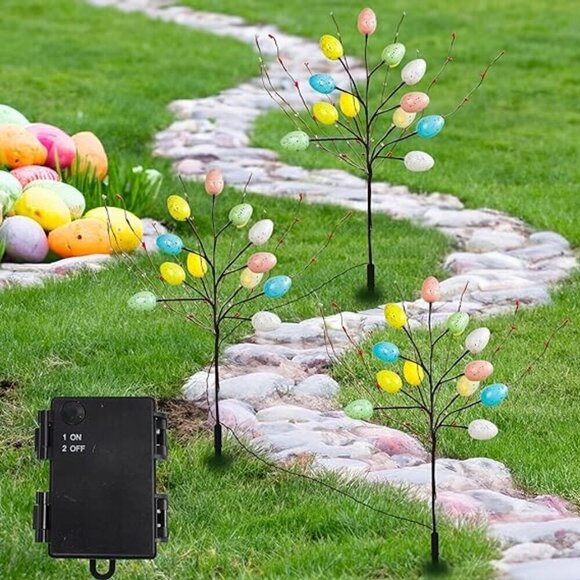 3 Pack 30 LED Easter Egg Floral Outdoor Decorations Battery Operated / BRAND NEW - Picture 7 of 16
